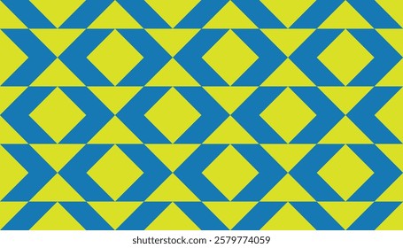 Seamless decorative pattern combination of blue triangles and green rhombuses. Simple and elegant vector pattern