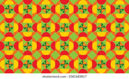 Seamless decorative pattern combination of colorful shapes. Perfect for printing, design backgrounds, wallpaper and tiles.