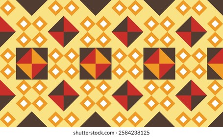 Seamless decorative pattern combination of colorful rhombuses and triangles. Perfect for printing, backgrounds, designs, wallpaper and tiles.