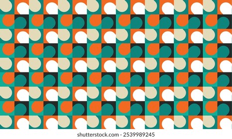 Seamless decorative pattern combination of oval shapes with colorful square background. Perfect for printing, design backgrounds, wallpaper and tiles, gift wrapping