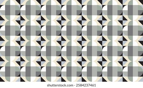 Seamless decorative pattern combination of shapes with black, white and gray monochrome colors.
Perfect for printing, backgrounds, designs, wallpaper and tiles.