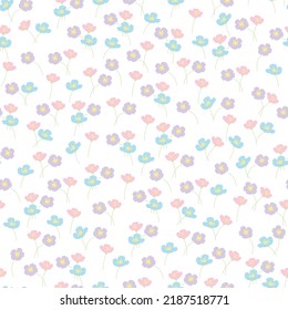 Decoración sin inconfundibles con flores color pastel. Imprimir para textil, papel pintado, cubiertas, superficie. Para tela de moda. Millefleurs de estilo moderno.