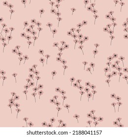 Seamless decorative pattern with with cutes pastel flowers. Print for textile, wallpaper, covers, surface. For fashion fabric. Modern style millefleurs.