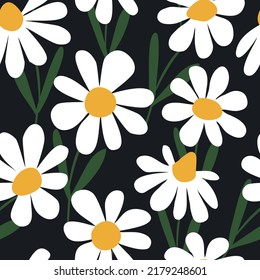 Seamless decorative pattern with daisies. Print for textile, wallpaper, covers, surface. For fashion fabric.