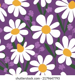 Seamless decorative pattern with daisies. Print for textile, wallpaper, covers, surface. For fashion fabric.