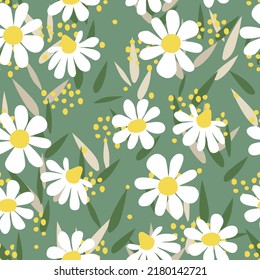 Seamless decorative pattern with daisies. Print for textile, wallpaper, covers, surface. For fashion fabric.