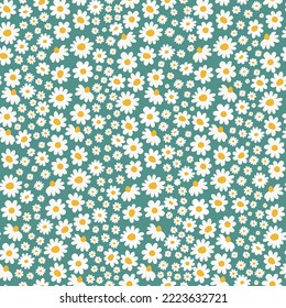Seamless decorative pattern with daisies. Print for textile, wallpaper, covers, surface. For fashion fabric. Modern style millefleurs.