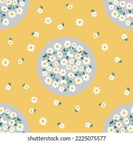 Seamless decorative pattern with daisies. Print for textile, wallpaper, covers, surface. For fashion fabric. Modern style millefleurs.