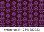 Seamless decorative pattern featuring repeated purple Manel flowers on a dark background.