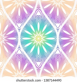 Seamless decorative pattern with floral decoration. Vector illustration.
