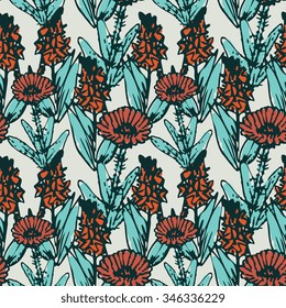 Seamless decorative pattern with flowers