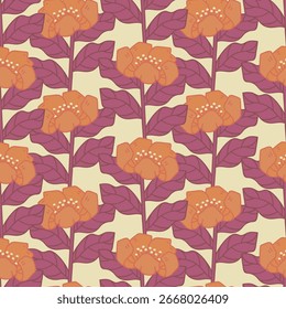 Patrón decorativo sin fisuras con flores. Impresión para textiles, Fondo de pantalla, cubiertas, superficie. Para la tela de la moda. Estilización retro.