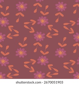 Seamless decorative pattern with flowers. Print for textile, wallpaper, covers, surface. For fashion fabric. Retro stylization.