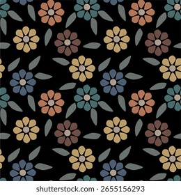 Seamless decorative pattern with flowers wallpaper festive birthday background art decor design for textile, paper	
