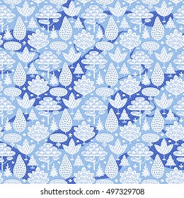 Seamless Decorative Pattern with Forest Trees. Abstract Winter Woodland Background. Can be used for wallpaper, pattern fills, surface textures, digital paper. Vector illustration.