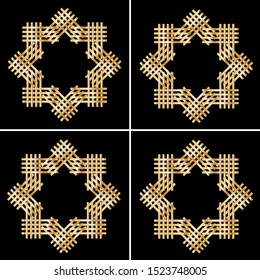 Seamless decorative pattern of golden motif on black background.EPS10 Illustration.