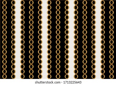 Seamless decorative pattern of golden motif with chains on black background.EPS10 Illustration.