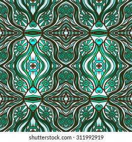 Seamless decorative pattern in green colors