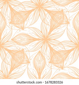 Seamless decorative pattern with hand drawn flowers. Botanical design.