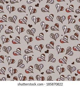 Seamless decorative pattern with hearts