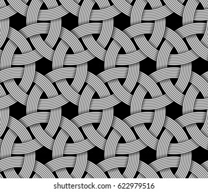 Seamless decorative pattern of interlaced fiber. Vector Illustration