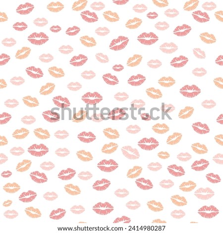 Seamless decorative pattern with lip impressions. Print for textile, wallpaper, covers, surface. Retro stylization. For fashion fabric.