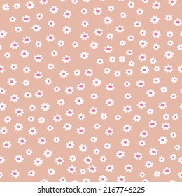 Seamless decorative pattern with little white flowers. Print for textile, wallpaper, covers, surface. For fashion fabric.