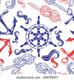 Seamless decorative pattern with nautical elements