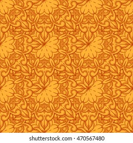 Seamless decorative pattern. Ornament with mosaic elements. Vintage floral styling to design cards, corporate identity, textiles. Kaleidoscope. Graphics.