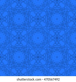 Seamless decorative pattern. Ornament with mosaic elements. Vintage floral styling to design cards, corporate identity, textiles. Kaleidoscope. Graphics.
