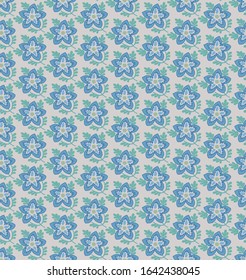 seamless decorative pattern with repeated blue flowers