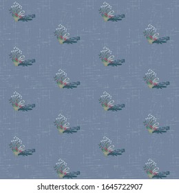 seamless decorative pattern with repeated flower baskets on a grunge background