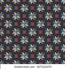 seamless decorative pattern with stars and flowers