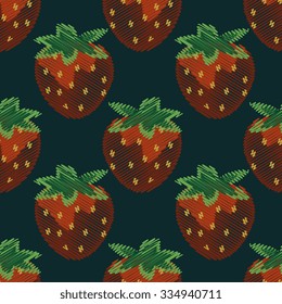 Seamless decorative pattern with strawberries