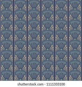 seamless decorative pattern with stylised papyrus flowers in an art deco style