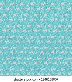 seamless decorative pattern with swirling spirals in sea green