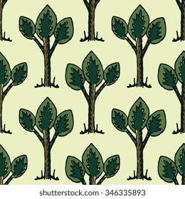 Seamless decorative pattern with trees