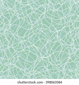 Seamless decorative pattern. Trendy hipster texture. Endless stylish backdrop. Light wavy lines on green background. Cloth design, wallpaper, wrapping