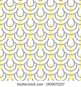 Seamless decorative pattern of twisted geometric shapes and lines.