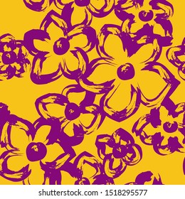 seamless decorative pattern vector with flowers, stylized floral background, colorful print
