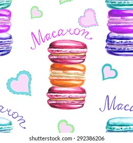 Seamless Decorative Pattern With Watercolor Macarons