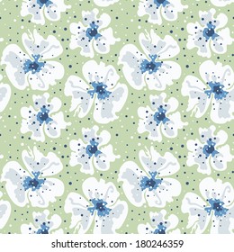 seamless decorative pattern with white poppies
