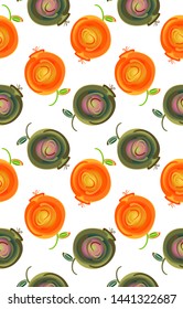 Seamless decorative pattern with wild berries of blueberries and lingonberries on white background. Vector bright naturale backdrop.