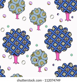 seamless decorative pattern with winter trees