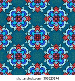 Seamless decorative pattern.Endless ornamental ethnic texture.Template for design and decoration.Hand-draw vector illustration.