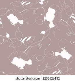 Seamless decorative peony pattern-Vector 