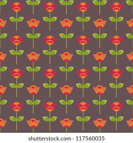 Seamless decorative red flowers