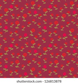 Seamless decorative red flowers pattern