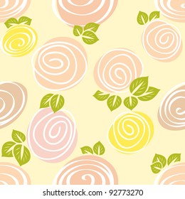 Seamless decorative rose bud pattern in drawing style.