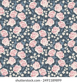 Seamless decorative roses vector pattern